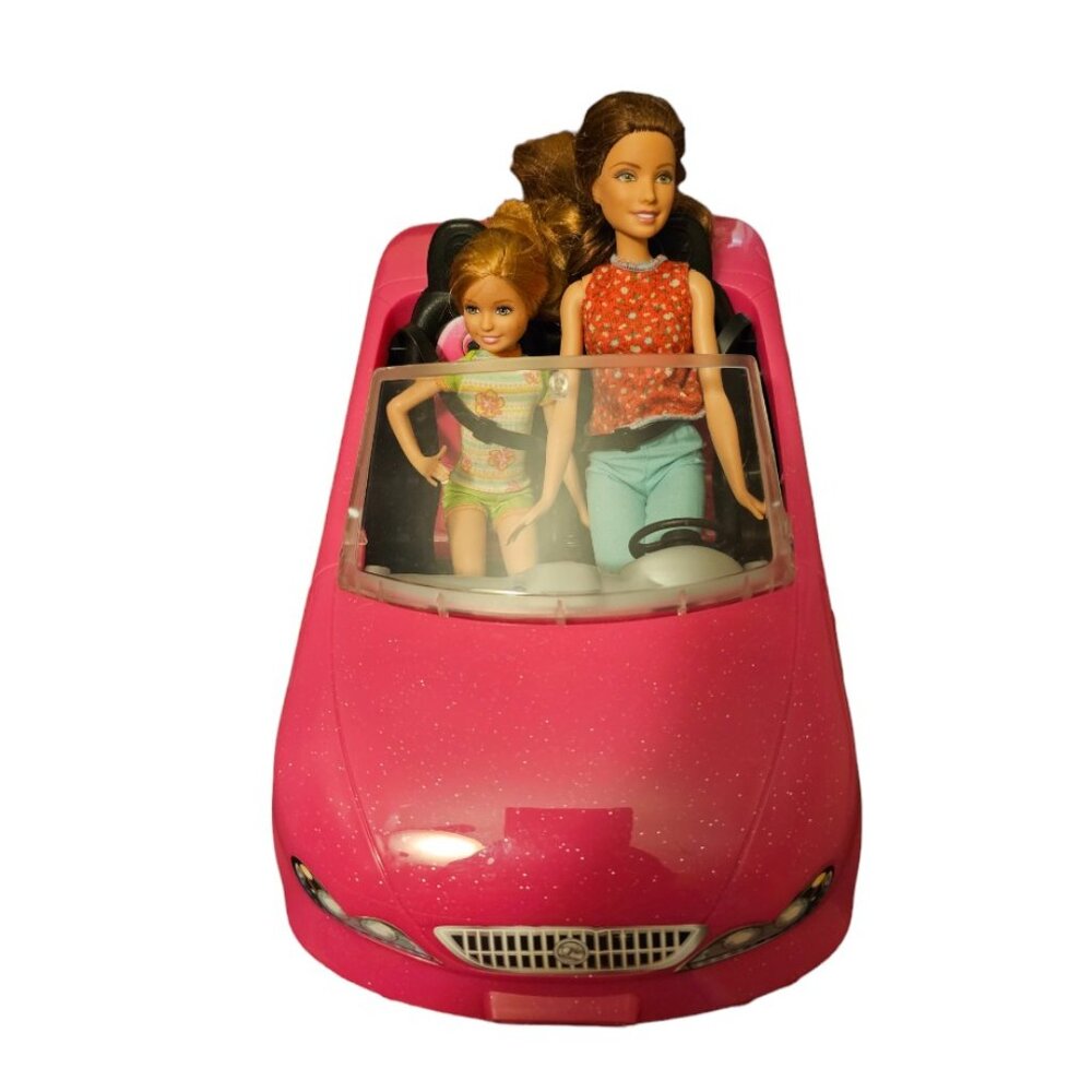 Barbie Glam Sparkly  Pink Convertible with 2 Dolls included